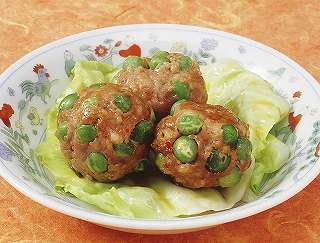 豚ひき肉とグリンピースのかのこ蒸しレシピ写真