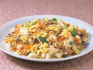 豚ひき肉と豆腐の炒め物レシピ写真