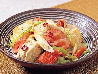 鮭と豆腐の炒め物レシピ写真