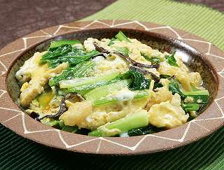 小松菜とあげの卵とじレシピ写真