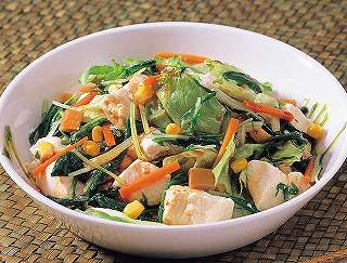 水菜と豆腐の中華和えレシピ写真