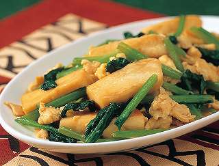 小松菜とはんぺんの炒め物レシピ写真
