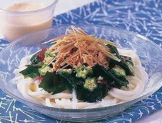 海藻サラダの冷やしうどんレシピ写真