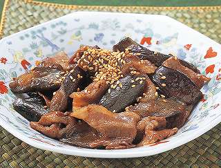 なすびと豚肉の中華炒め煮レシピ写真