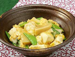たけのこと豆腐の卵とじレシピ写真