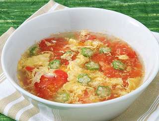 トマトとオクラの卵スープレシピ写真
