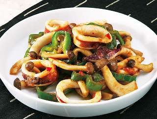 いかと野菜の辛味噌炒めレシピ写真