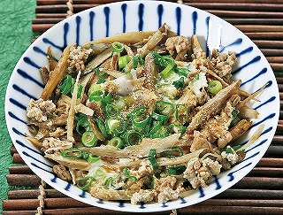 ごぼうとひき肉の卵とじレシピ写真