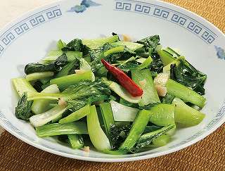 小松菜とチンゲン菜の蒸し煮レシピ写真