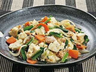 ツナと野菜の豆腐チャンプルレシピ写真