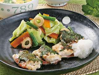 チキンの梅じそ巻きレシピ写真
