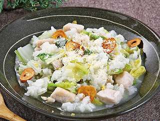 鶏肉と白菜のリゾットレシピ写真