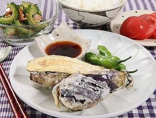 なすびのはさみ揚げレシピ写真