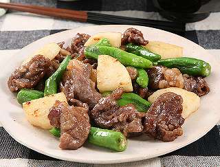 牛肉と長いもの照り焼きレシピ写真