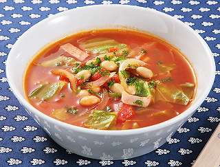 キャベツと豆のスープレシピ写真