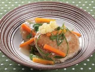 鶏ひき肉とれんこんのつくね野菜あんレシピ写真