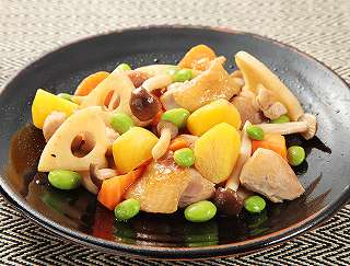 鶏肉とれんこんの炒め煮レシピ写真