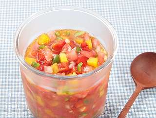 トマトのピリ辛ソースレシピ写真