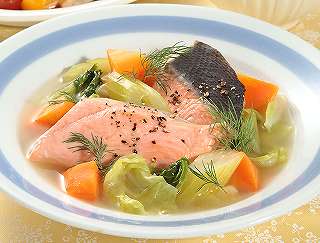 鮭と香り野菜のスープ煮レシピ写真