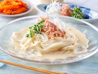 ツナのまろやか豆乳そうめんレシピ写真