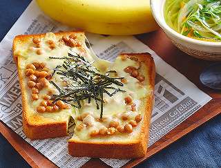 納豆チーズトーストレシピ写真
