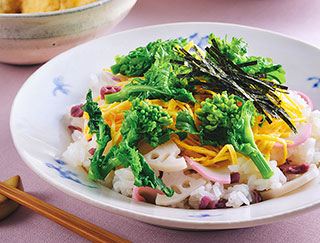 菜の花の散らし寿司レシピ写真