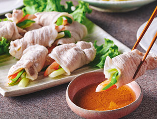 ゆで豚の野菜巻きレシピ写真