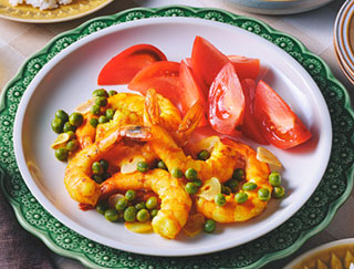 ガーリックシュリンプ　カレー風味レシピ写真