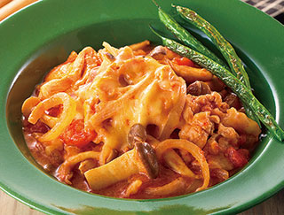 豚ときのこのトマトチーズ煮の写真