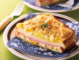 たっぷりコーンのクロックムッシュの写真